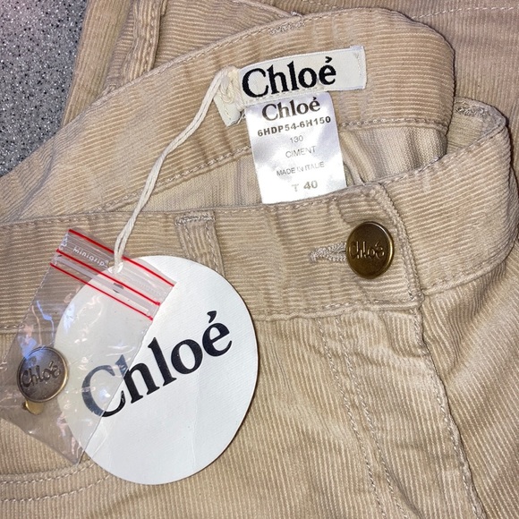CHLOE Vintage NWT Sz 40 SUPER RARE pinwale tan corduroys with split hem BOHO - Picture 3 of 10